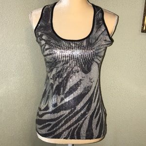 L.A. TEEZ Sparkling Zebra Tank Size Small